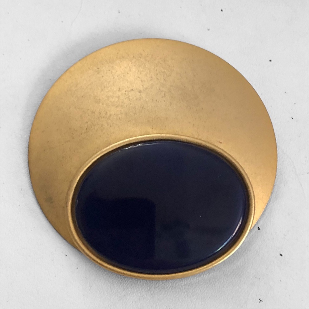 HUGE Vintage Modernist Circle Navy Brooch
